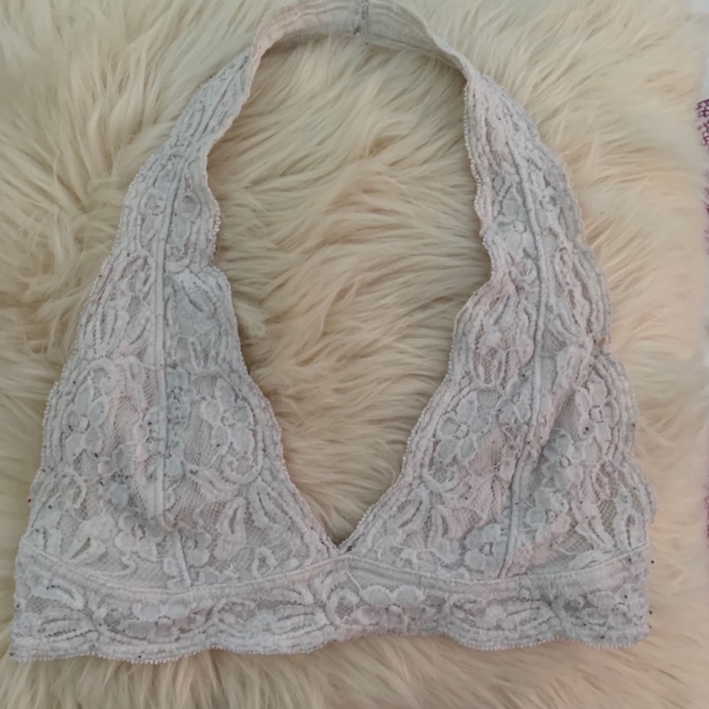 white laced bralette